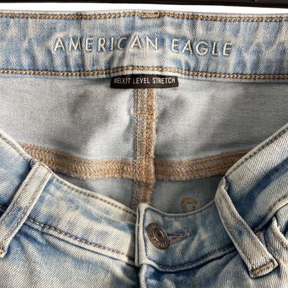American Eagle Blue Skinny Distressed Super Hi-Rise Jeans - Picture 6 of 7